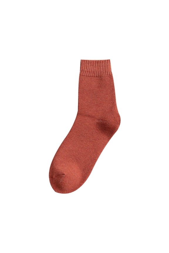 Womens Socks Solid Color Leisure Crew Socks Comfortable Warm Soft Cozy Ankle Stockings Breathable Lightweight Footwear,Brick Red,One Size