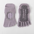 thumbnail image 1 of Wuxian Womens Socks Solid Color Toe Socks Grip Non Sticky Yoga Ballet Dance Barefoot Five Fingers Ankle Socks Workout Athletic Breathable Lightweight Footwear,Purple,One Size, 1 of 3