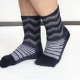 thumbnail image 1 of Wuxian Womens Socks Toe Socks Striped Thermal Fuzzy Thick Crew Socks Winter Hiking Crew Length Stockings Sports Cozy Comfy Dailywear,Dark Blue,XL, 1 of 3