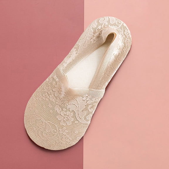 Wuxian Womens Socks Women'S Boat Socks Lace No Show Casual Non-Slip Ankle Sock Low Cut Thin Fuzzy Socks,Khaki,One Size