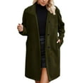 thumbnail image 1 of Wuxian Womens Winter Trench Coat Long Sleeve Double Plus Size Wool Coat For Autumn Winter Warm Windbreaker Full Length Comfortable Jacket With Pocket,Army Green,L, 1 of 6