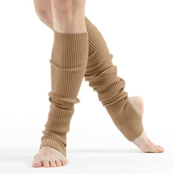 Wuxian Wool Socks Leg Warmers Solid Color Knitting Dance Yoga Knee High Socks Casual Soft Cozy Breathable Lightweight Footwear,Khaki,One Size