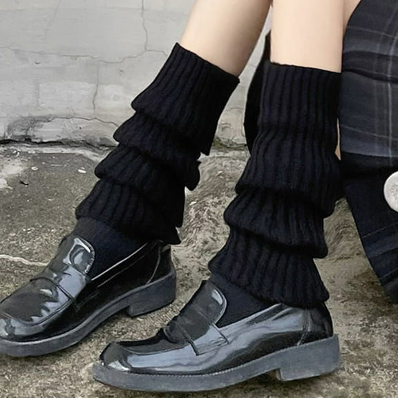 Wuxian Wool Socks Leg Warmers Solid Knitted Zipper Over The Knee Stocking Bow Soft Stretchy Thigh Knee High Socks Casual Breathable Socks,Black,One Size