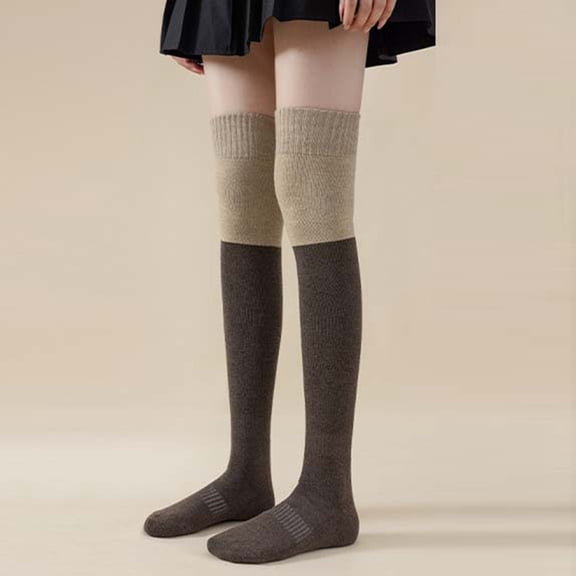 Wuxian Wool Socks Solid Color Thigh Pantyhose High Socks Extra Long Stocking Leg Warmers Solid Color Slim Over The Knee Stockings Casual Breathable Socks,Coffee,One Size