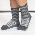 thumbnail image 1 of Wuxian Wool Socks Toe Socks Striped Thermal Fuzzy Thick Crew Socks Winter Hiking Crew Length Stockings Sports Cozy Casual Breathable Socks,Dark Gray,L, 1 of 3