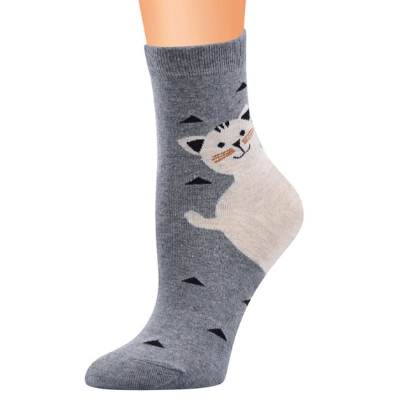 Wuxian Wool Socks For Women Fashionable Thick Stockings Cute Cat Soft Comfortable Leisure Cotton Crew Socks Breathable Lightweight Footwear,Gary,One Size
