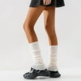 thumbnail image 1 of Wuxian Wool Socks For Women Knitted Leg Warmers Winter Cozy Soft Thermal Leg Sleeves Stretchable Boot Ankle Socks Stylish Comfy Dailywear,White,One Size, 1 of 4