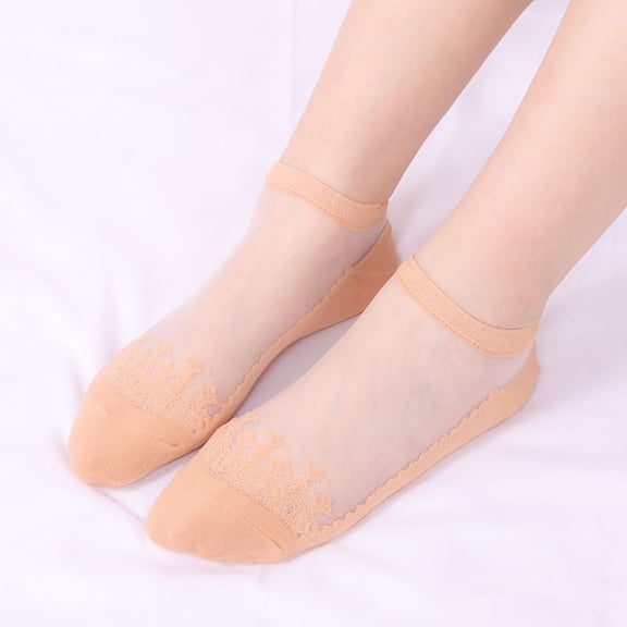 Wuxian Wool Socks For Women Lace Rose Pattern Ankle Socks Low Cut No Show Hollow Ruffle Non Boat Sock Soft Casual Breathable Socks,Orange,One Size