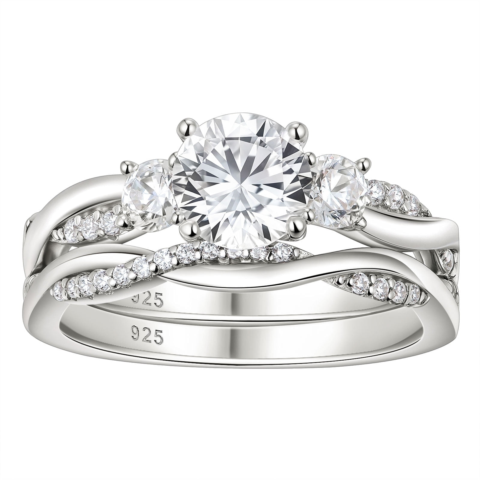 Wuziwen 1.8 Ct Wedding Rings Twisting Band Bridal Ring Sets for Her ...