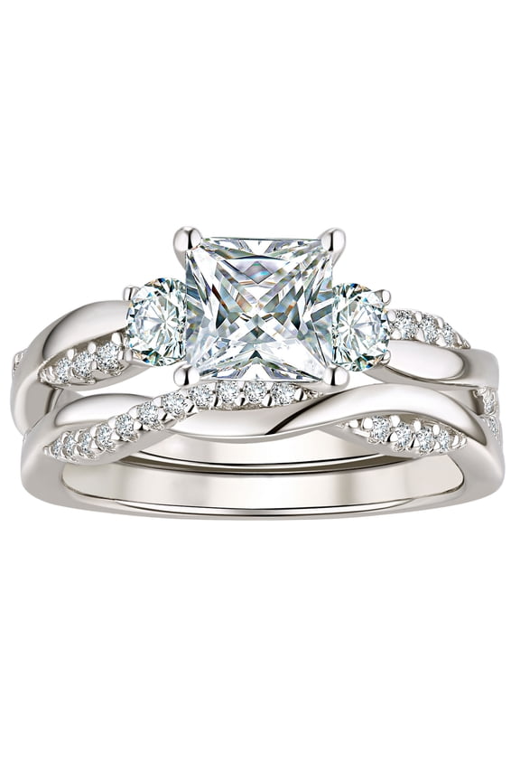 1 Carat Wedding Ring Sets Infinity Band Princess Engagement Rings Sets for Women Size 10