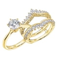 thumbnail image 1 of Wuziwen 2 Carats Crown Bridal Rings Set for Women Yellow Gold Plated Cubic Zirconia Anniversary Band Size 4, 1 of 10
