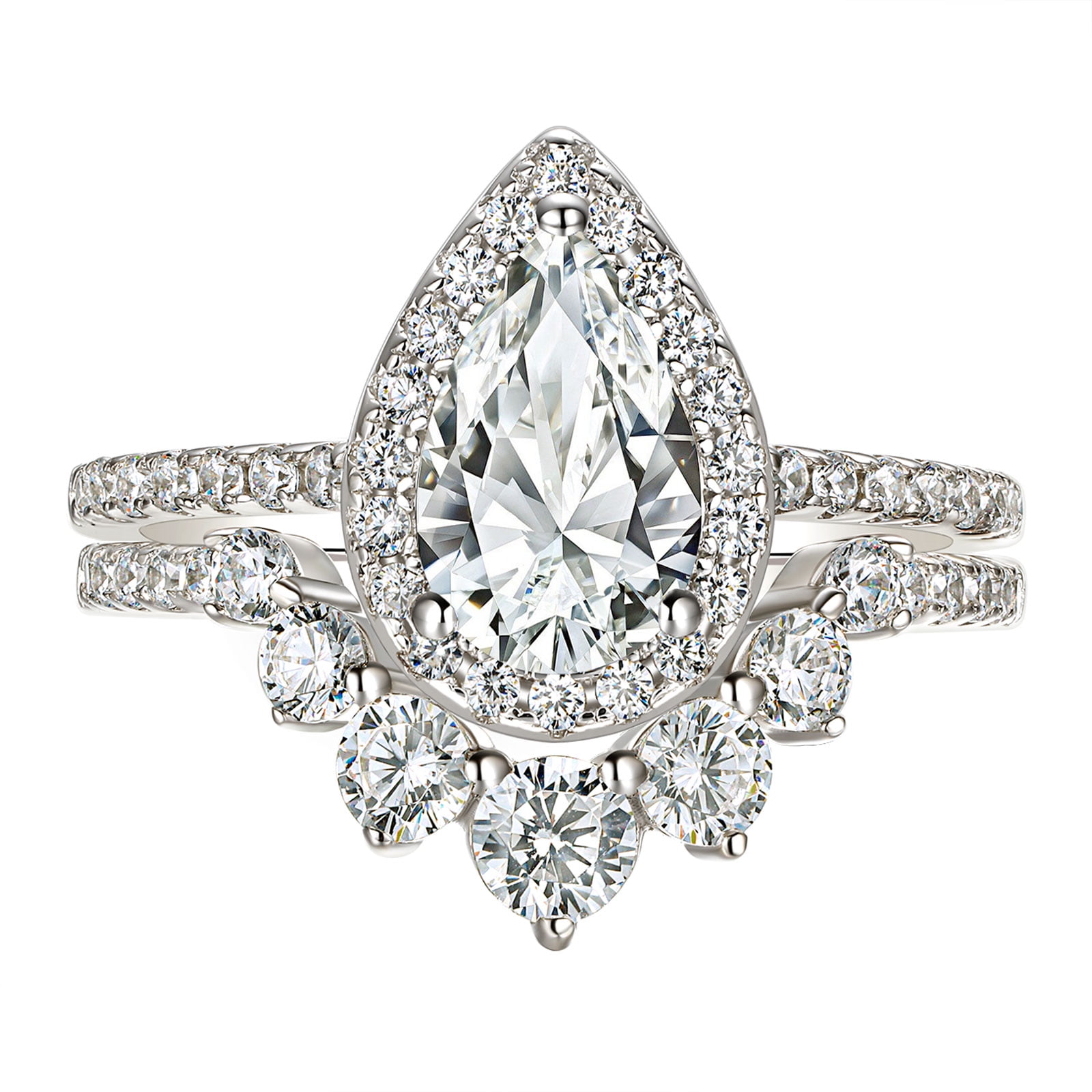 Wuziwen 3.5CT Vintage Engagement Rings Wedding Ring Set for Women 925 Sterling Silver CZ Size 7