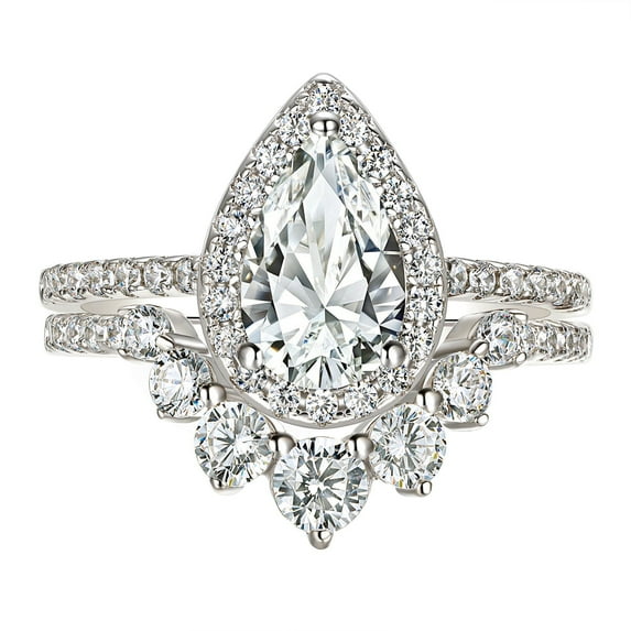 Wuziwen 3.5CT Vintage Engagement Rings Wedding Ring Set for Women 925 Sterling Silver CZ Size 8