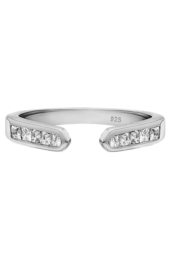 3mm Open Wedding Bands for Women Sterling Silver Rings Anniversary Eternity Stackable Rings CZ Size 5