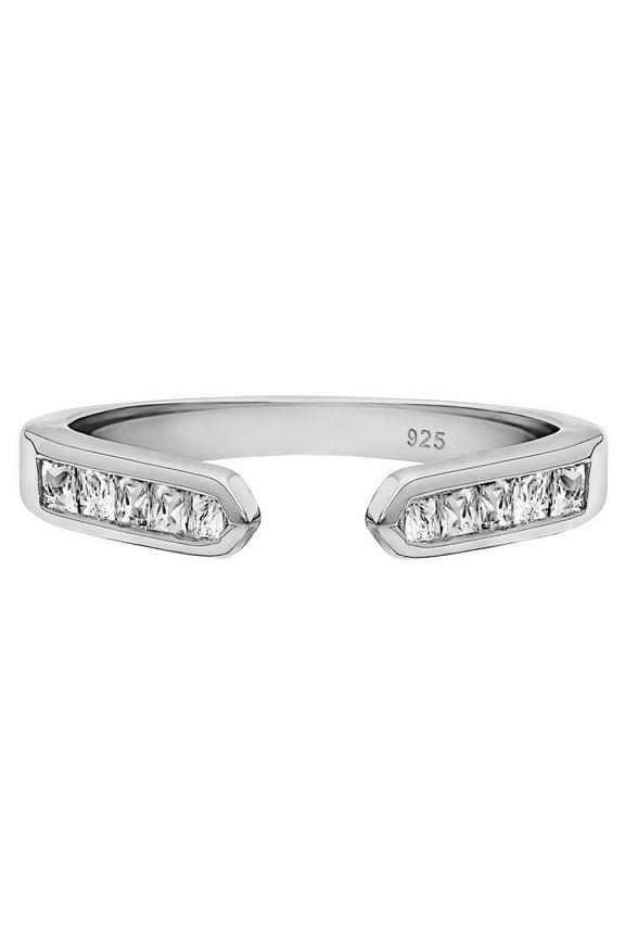 3mm Open Wedding Bands for Women Sterling Silver Rings Anniversary Eternity Stackable Rings CZ Size 7