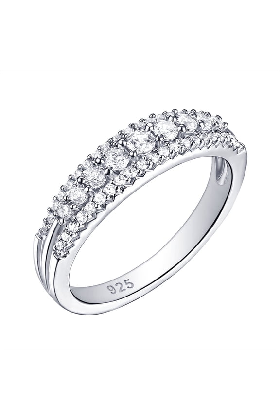 Eternity Ring for Women 925 Sterling Silver Wedding Band Promise Cubic Zirconia Size 6