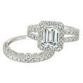 thumbnail image 1 of Wuziwen 4 Ct Emerald Cut Sterling Silver Wedding Ring Set for Women Cubic Zirconia Size 5, 1 of 8