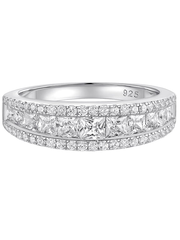 5.5mm Eternity Band Rings for Women 925 Sterling Silver CZ Wedding Stackable Ring for Her SZ 10