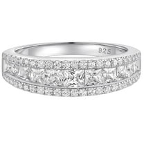 Wuziwen 5.5mm Eternity Band Rings for Women 925 Sterling Silver CZ Wedding Stackable Ring for Her SZ 7
