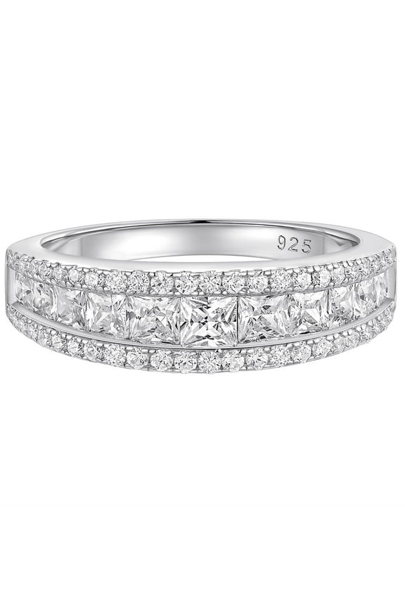 5.5mm Eternity Band Rings for Women 925 Sterling Silver CZ Wedding Stackable Ring for Her SZ 7