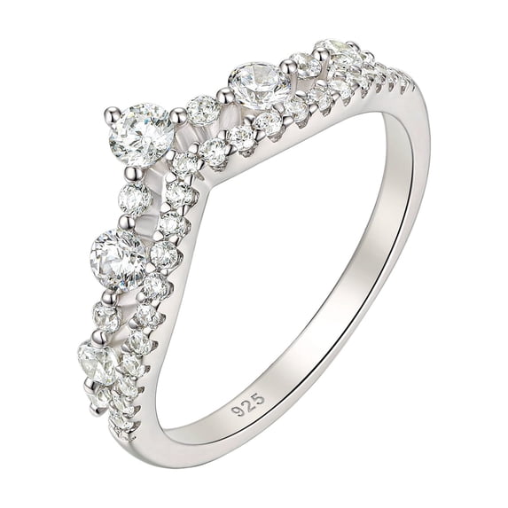 Wuziwen Crown Eternity Ring Wedding Bands for Women 925 Sterling Silver Cubic Zirconia Size 9