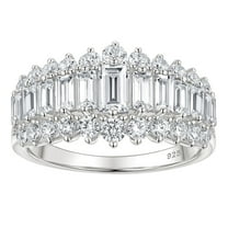 Wuziwen Emerald Cut Wedding Bands for Women Engagement Rings for Her 925 Sterling Silver Eternity Rings Size 7