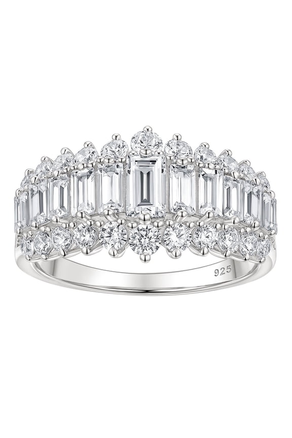 Emerald Cut Wedding Bands for Women Engagement Rings for Her 925 Sterling Silver Eternity Rings Size 7