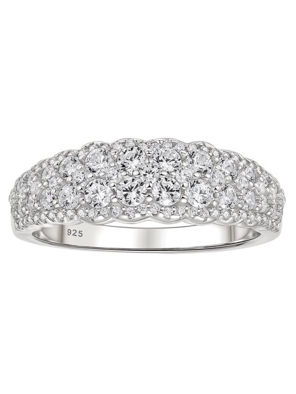 Infinity Wedding Bands for Women Curved Eternity Rings for Her Promise Ring 925 Sterling Silver CZ Size 5