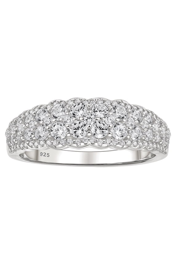 Infinity Wedding Bands for Women Curved Eternity Rings for Her Promise Ring 925 Sterling Silver CZ Size 7