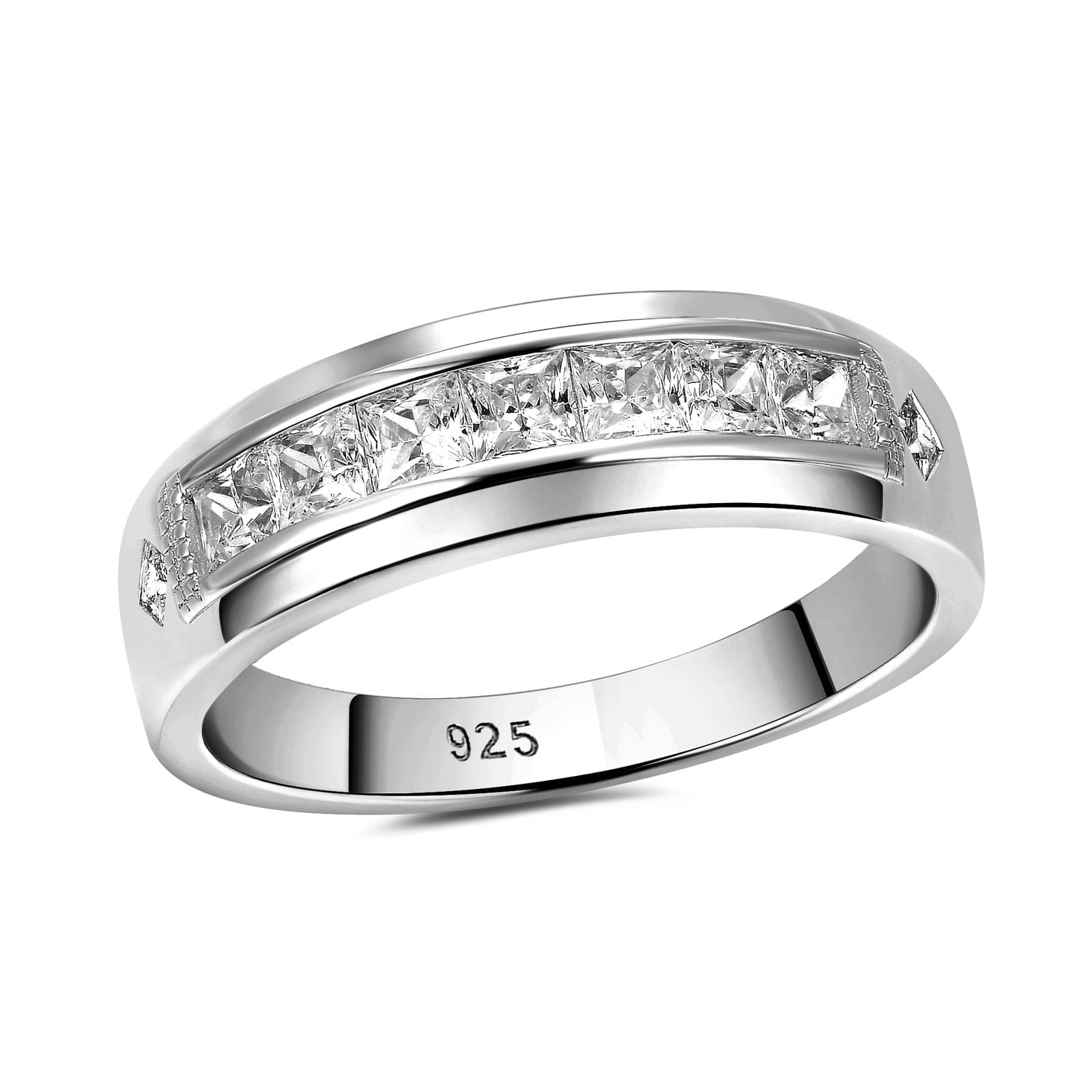 Wuziwen Mens Wedding Bands 2Ct Princess 5A Cubic Zirconia Wedding Band Wuziwen Mens Wedding Bands 2Ct Princess 5A Cubic Zirconia Wedding Band