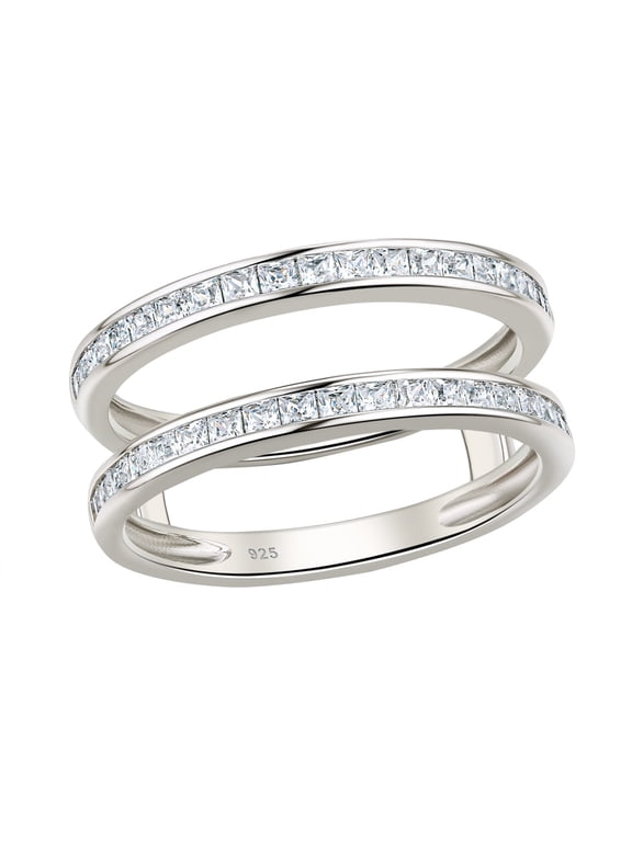 Princess 925 Sterling Silver Ring Enhancer for Women Cubic Zirconia Wedding Band Size 7