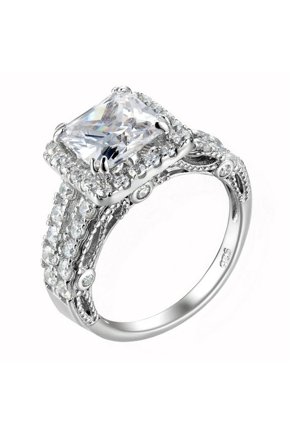 3.5Ct Princess Engagement Rings for Women 925 Sterling Silver Promise Wedding Rings CZ Size 7