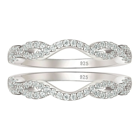 Wuziwen Twisted Infinity Rings Enhancer for Engagement Rings Wedding Bands for Women 925 Sterling Silver 2 Pieces Size 6