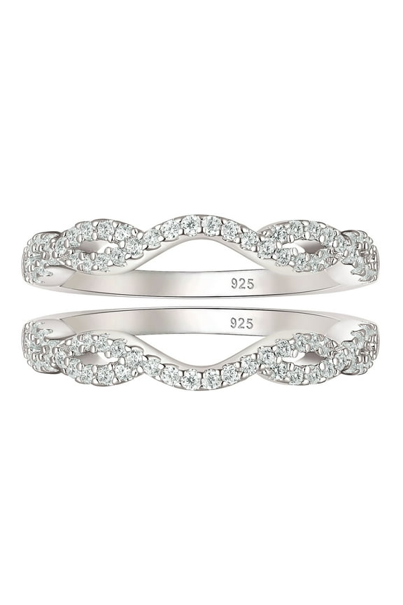 Twisted Infinity Rings Enhancer for Engagement Rings Wedding Bands for Women 925 Sterling Silver 2 Pieces Size 7