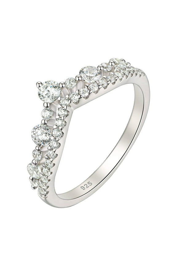 Vintage Crown Eternity Ring Wedding Bands for Women 925 Sterling Silver Cubic Zirconia Size 7