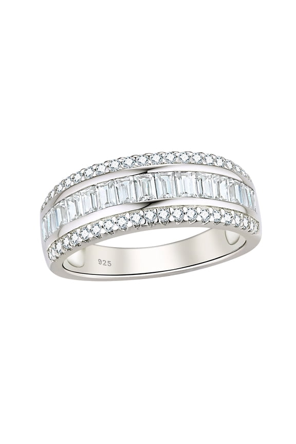 Wedding Band for Women Eternity Ring 925 Sterling Silver Baguette Cubic Zirconia Size 7
