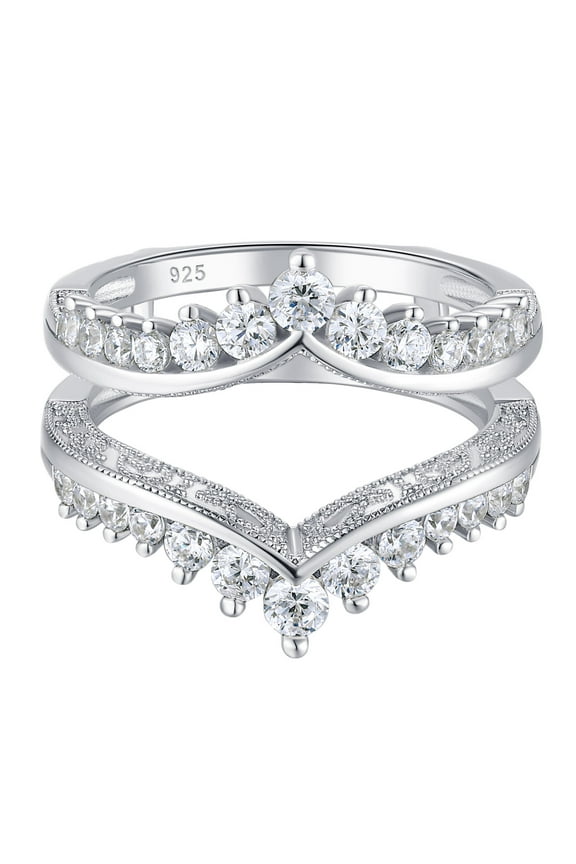 Wedding Guard Ring Enhancers for Engagement Rings Womens CZ 925 Sterling Silver Size 7