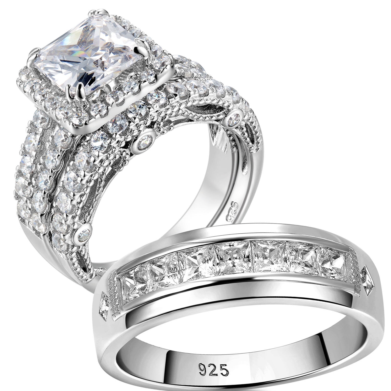 Diamond Wedding Rings For Women Sterling Silver Diamond Heart Matching Diamond Wedding Rings For Women Sterling Silver Diamond Heart Matching