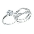thumbnail image 1 of Wuziwen Wedding Rings for Women Solitaire Round Cut 925 Sterling Silver Rings Set Cz Size 5, 1 of 9