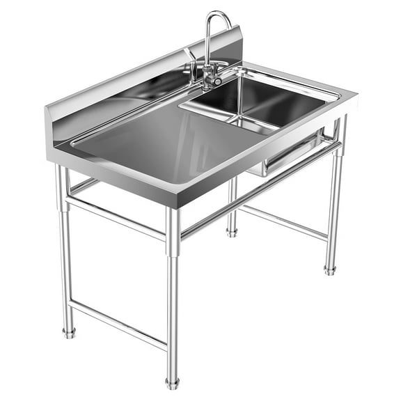 Wuzstar 1 Compartment Kitchen Sink Freestanding Commercial Kitchen Prep & Utility Sink Food Prep Table, 47.2"x23.6"x31.5"