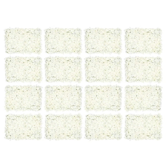 Wuzstar 16"x 24" White Artificial Flower Wall Screen Panels Rose Hydrangea Floral Panel for Photo Background Decor (20 Pieces)