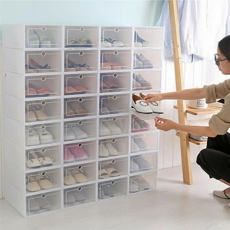 Wuzstar 20 Pcs Shoe Storage Boxes,Stackable Sneaker Cases Organizer Clear Plastic Display Box Container