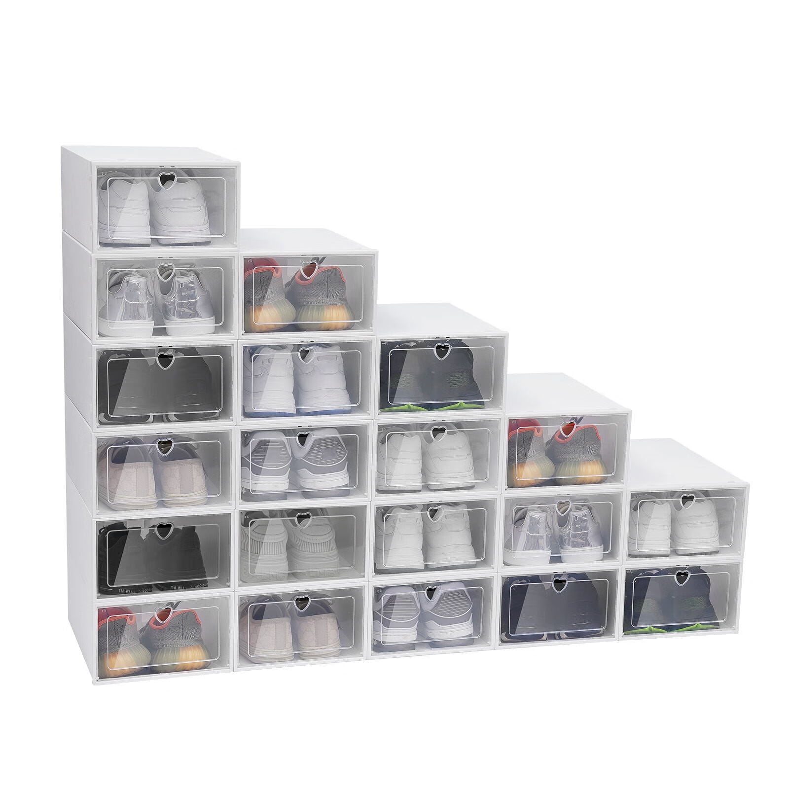 20pcs Shoe Storage Boxes Stackable Plastic Shoe Cabinet Closet