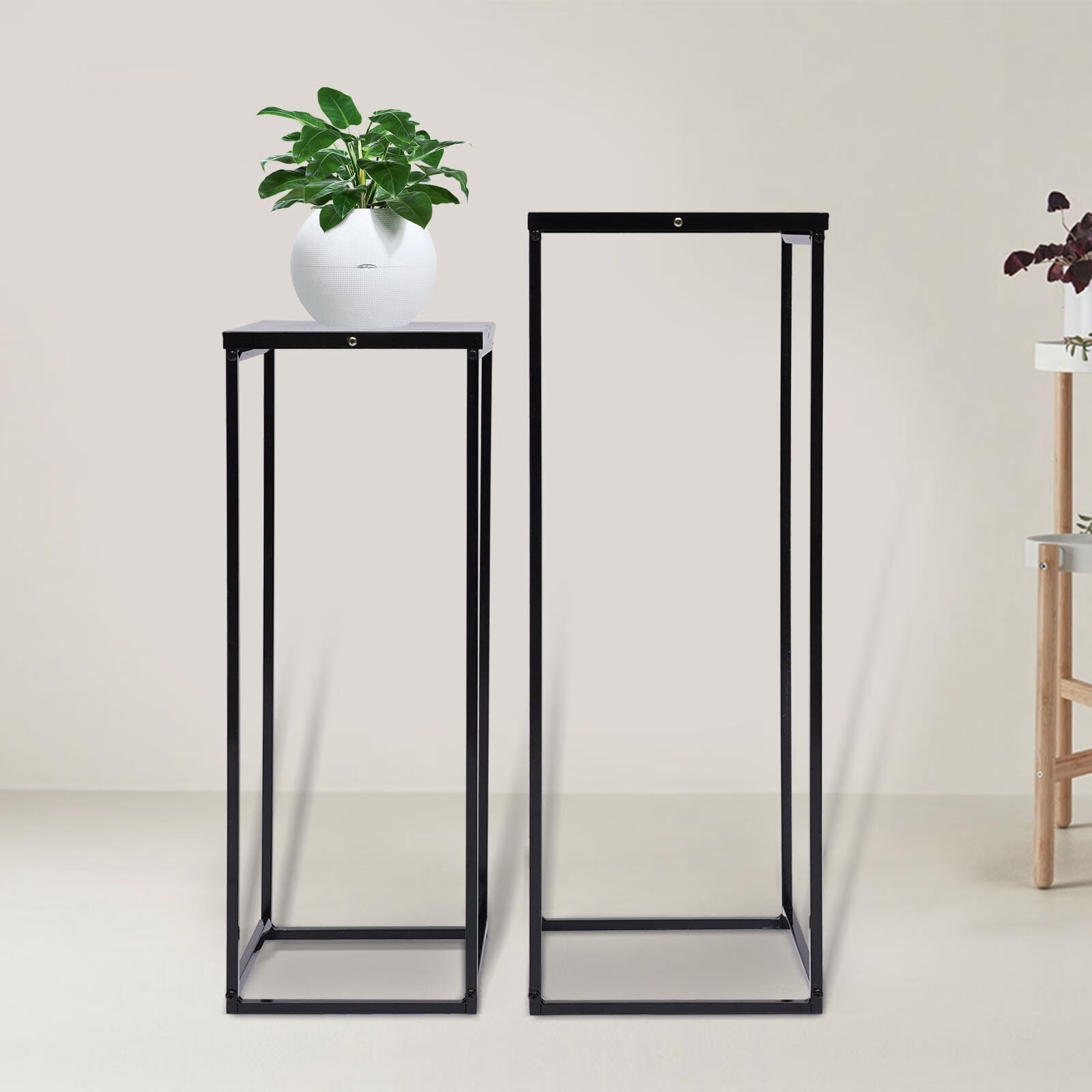 Wuzstar 2Pcs Metal Plant Stand Floorstanding Vase Column Stand Square