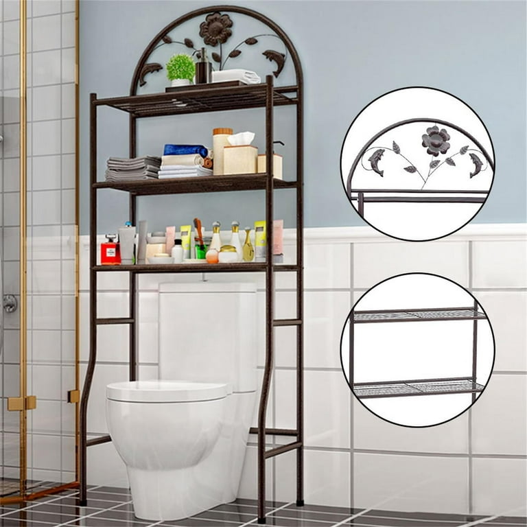 Wuzstar 3 Tier Bathroom Storage Organizer,Free Standing Toilet Shelf Over  The Toilet Space,Bronze