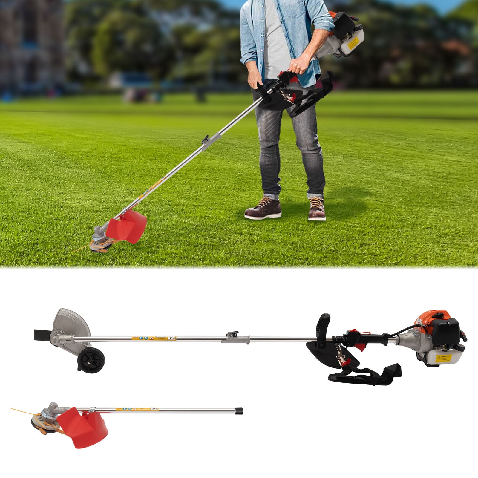 Wuzstar 33cc Weed Eater Cordless Design Wacker Gas Powered Trimmer with 2 Blade Heads