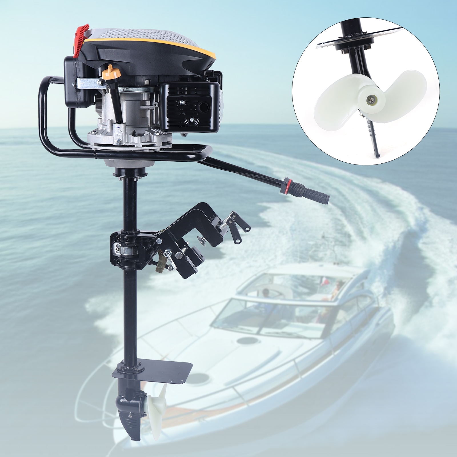 Wuzstar 4.3kw 4 Stroke Heavy Duty Outboard Motor Gas Powered Boat Engine With Air Cooling for Inflatable Boats Fishing Boats