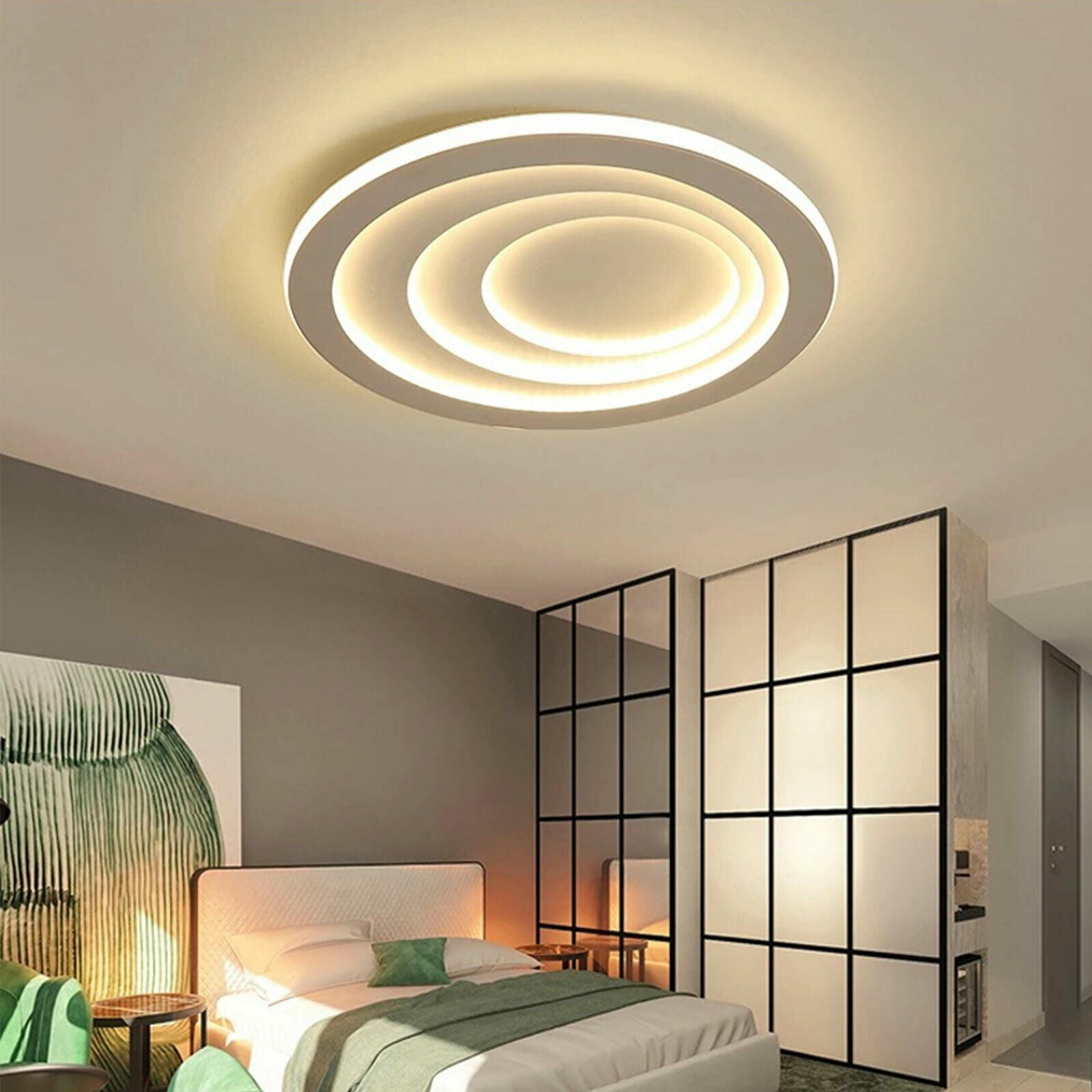 Wuzstar 40W Modern Round Ceiling Lamp LED Chandelier Living Room Pendant Lighting Fixture 4500K Neutral light