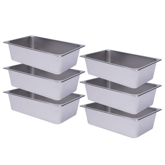 Wuzstar 6 inch Deep Steam Table Pans 6 Pack Full Size Stainless Steel Steam Table Pans Hotel Pan for Restaurant Hotel
