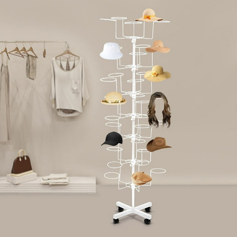 Wuzstar 7 Tier Rotating Hat Display Rack Freestanding Metal Caps Stand Display Holders Adjustable Hat Organizer Stand for Men s Women s Baseball